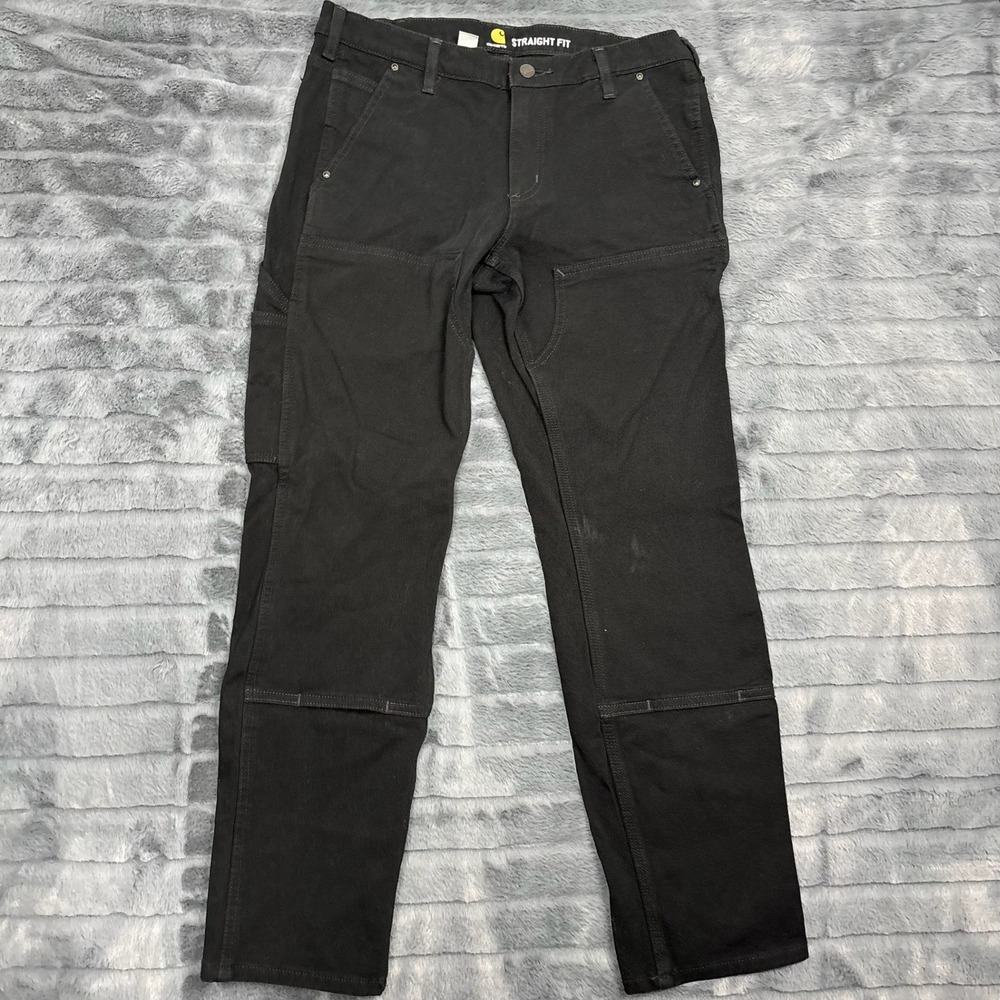 Carhartt Women Black Straight Fit Double Front Work Pants 104296-BLK Size 10 Reg